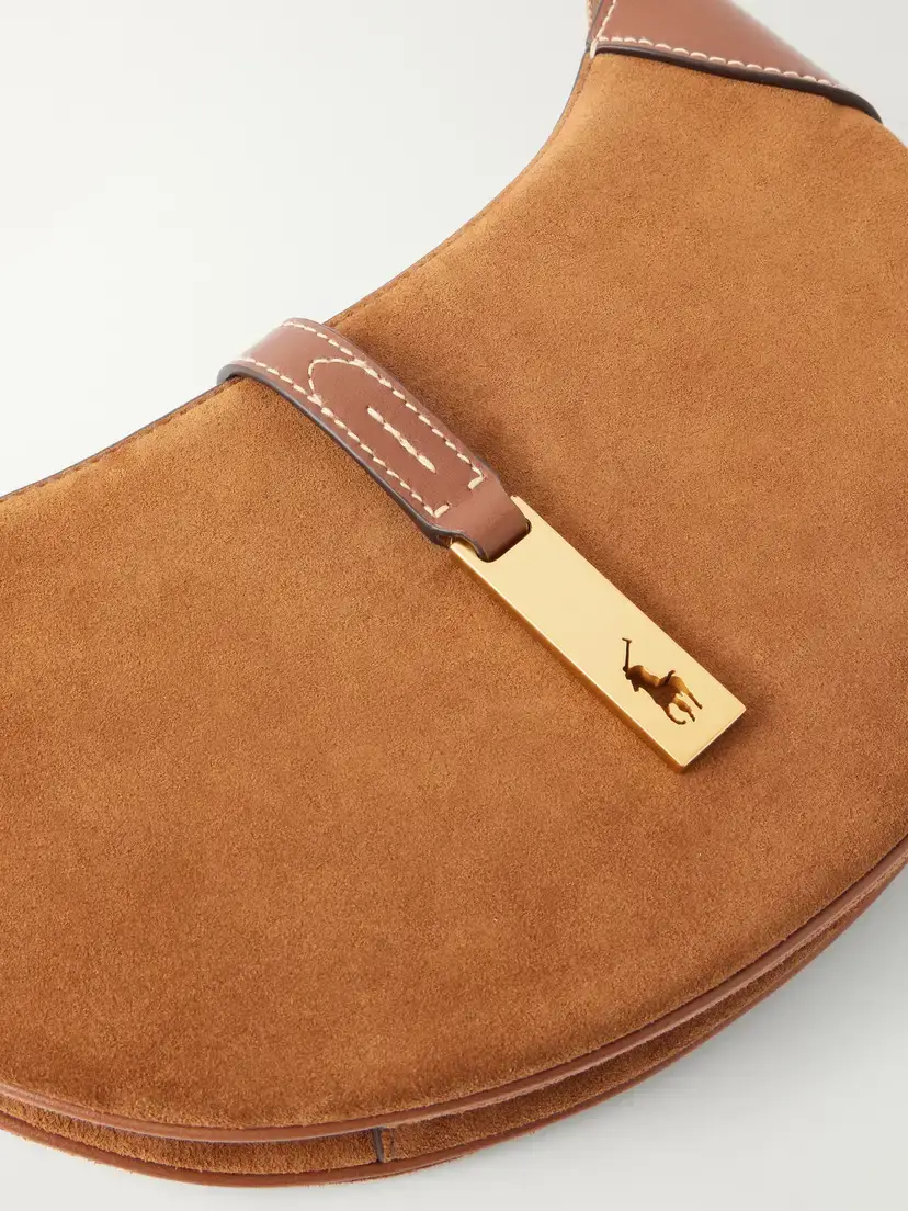 Polo Ralph Lauren Leather-trimmed Suede Shoulder Bag | Thumbnail 5 Polo Ralph Lauren Leather-trimmed Suede Shoulder Bag | Thumbnail 5