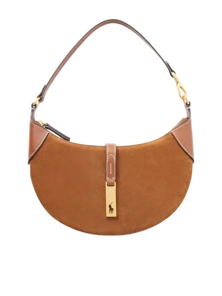 Polo Ralph Lauren Leather-trimmed Suede Shoulder Bag