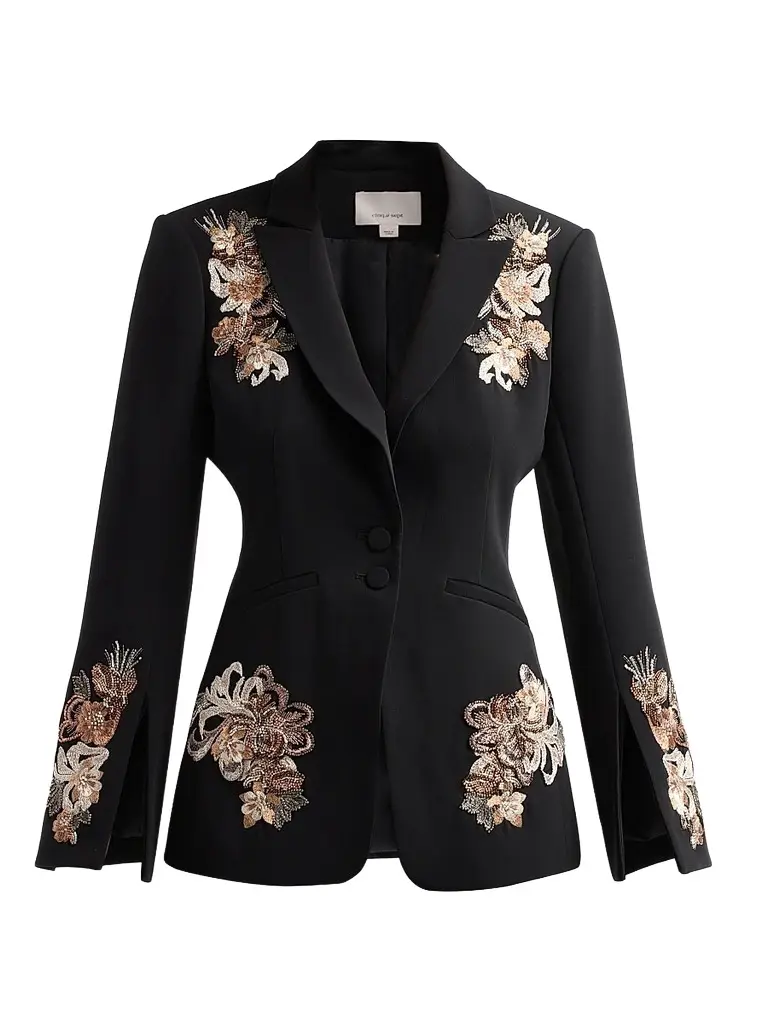 Cinq à Sept Women's Isby Floral Border Blazer - Black Neutral Multi - Size 14 | Image 1 Cinq à Sept Women's Isby Floral Border Blazer - Black Neutral Multi - Size 14 | Image 1