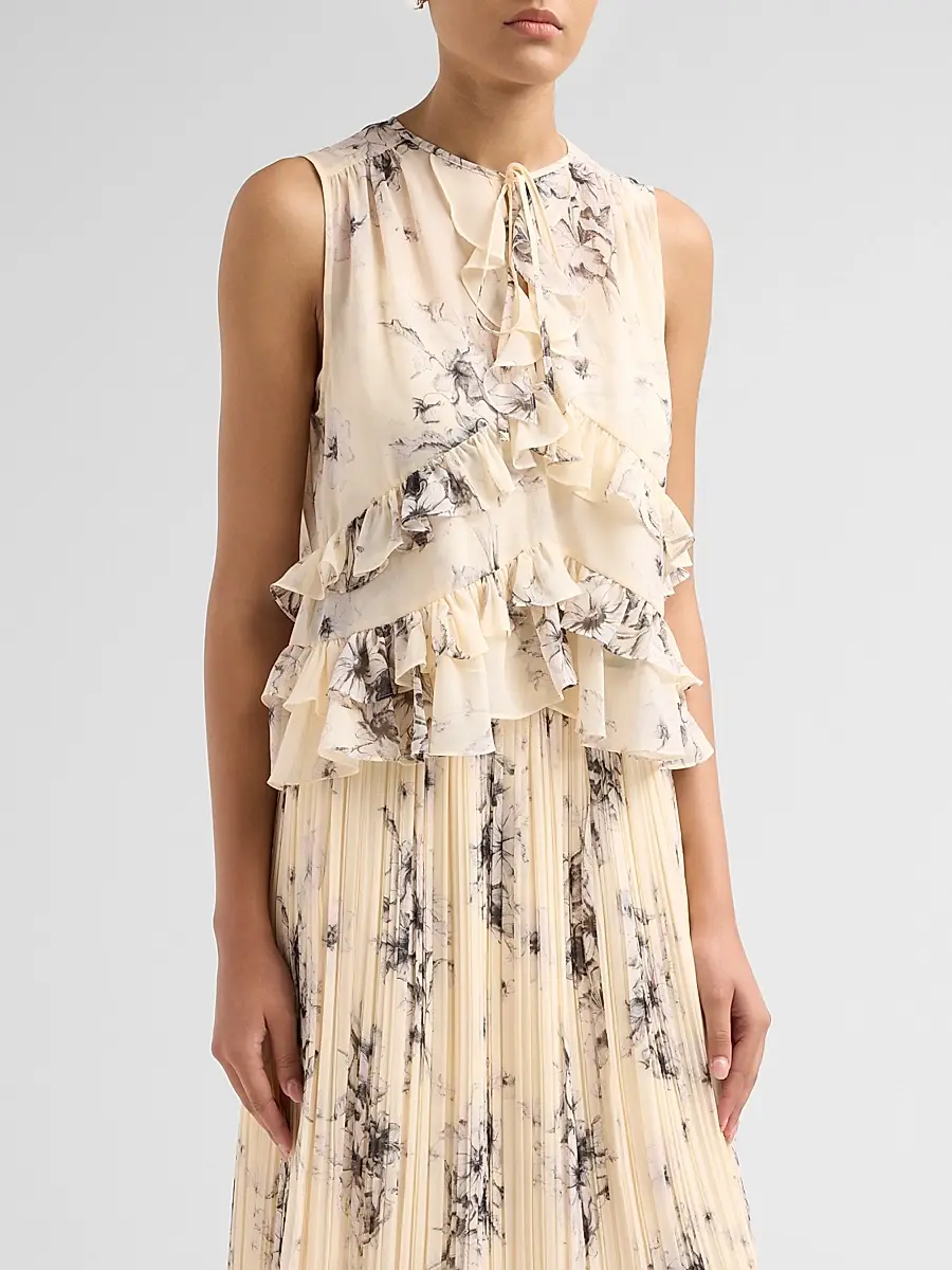 Cinq à Sept Women's Ariette Hand-Sketched Floral Top | Thumbnail 4 Cinq à Sept Women's Ariette Hand-Sketched Floral Top | Thumbnail 4