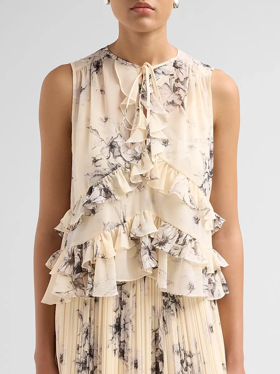 Cinq à Sept Women's Ariette Hand-Sketched Floral Top | Thumbnail 5 Cinq à Sept Women's Ariette Hand-Sketched Floral Top | Thumbnail 5