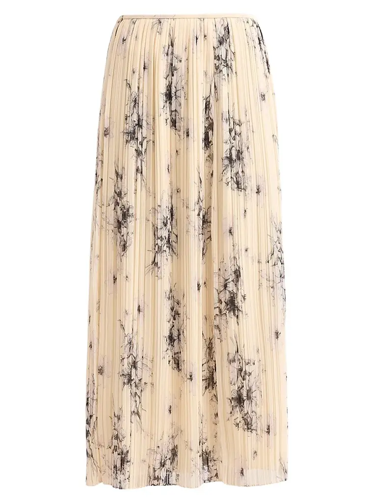 Cinq à Sept Women's Delaine Hand-Sketched Floral Midi Skirt - Gardenia Black | Image 1 Cinq à Sept Women's Delaine Hand-Sketched Floral Midi Skirt - Gardenia Black | Image 1