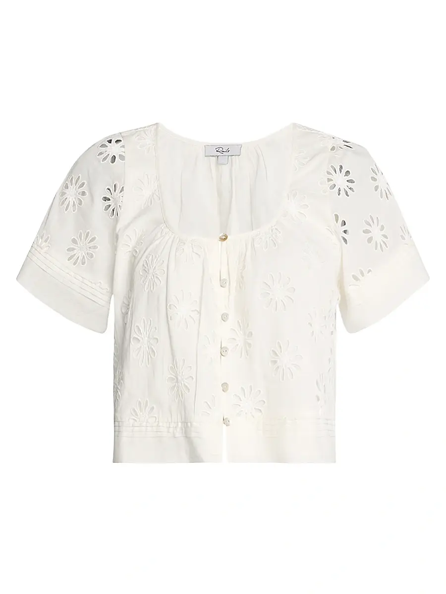 RAILS Women's Bambina Floral Cut-Out Cotton Blouse
