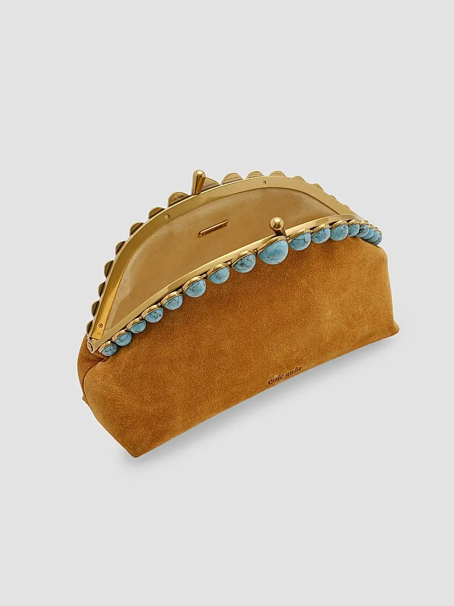 Cult Gaia Women's Una Bead-Trim Suede Clutch | Thumbnail 3