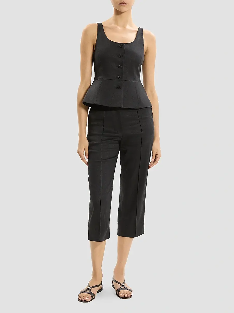Theory Women's Peplum Linen Vest | Thumbnail 2 Theory Women's Peplum Linen Vest | Thumbnail 2