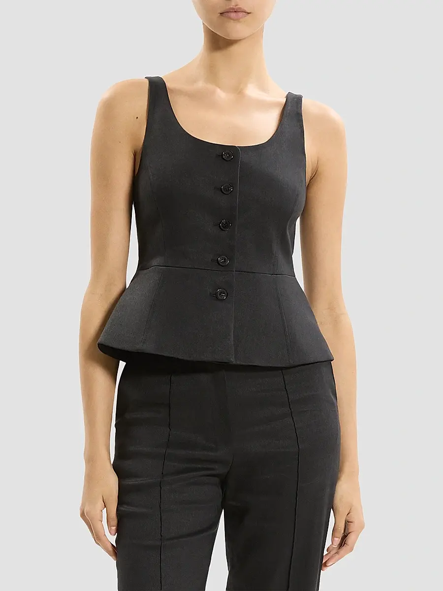 Theory Women's Peplum Linen Vest | Thumbnail 4 Theory Women's Peplum Linen Vest | Thumbnail 4