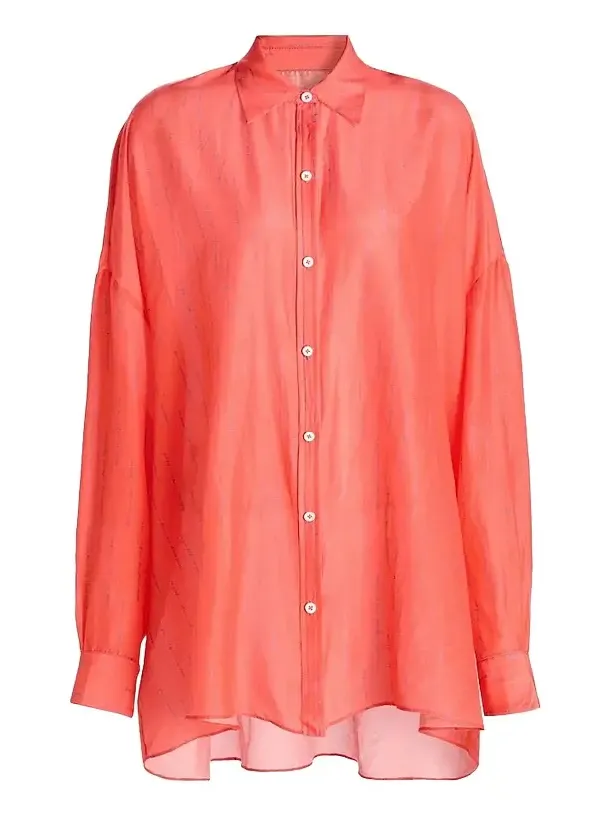 Women's Joue Avec Moi Print Cotton-Blend Oversized Shirt Women's Joue Avec Moi Print Cotton-Blend Oversized Shirt