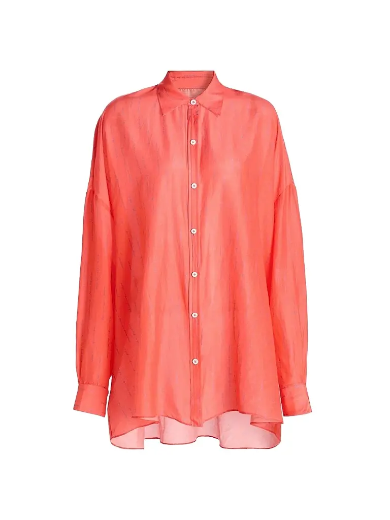 Kiki de Montparnasse Women's Joue Avec Moi Print Cotton-Blend Oversized Shirt | Image 1 Kiki de Montparnasse Women's Joue Avec Moi Print Cotton-Blend Oversized Shirt | Image 1