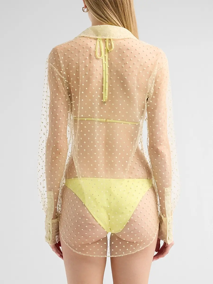 Kiki de Montparnasse Women's Merci Polka Dot-Embroidered Cover-Up Shirt | Thumbnail 3 Kiki de Montparnasse Women's Merci Polka Dot-Embroidered Cover-Up Shirt | Thumbnail 3