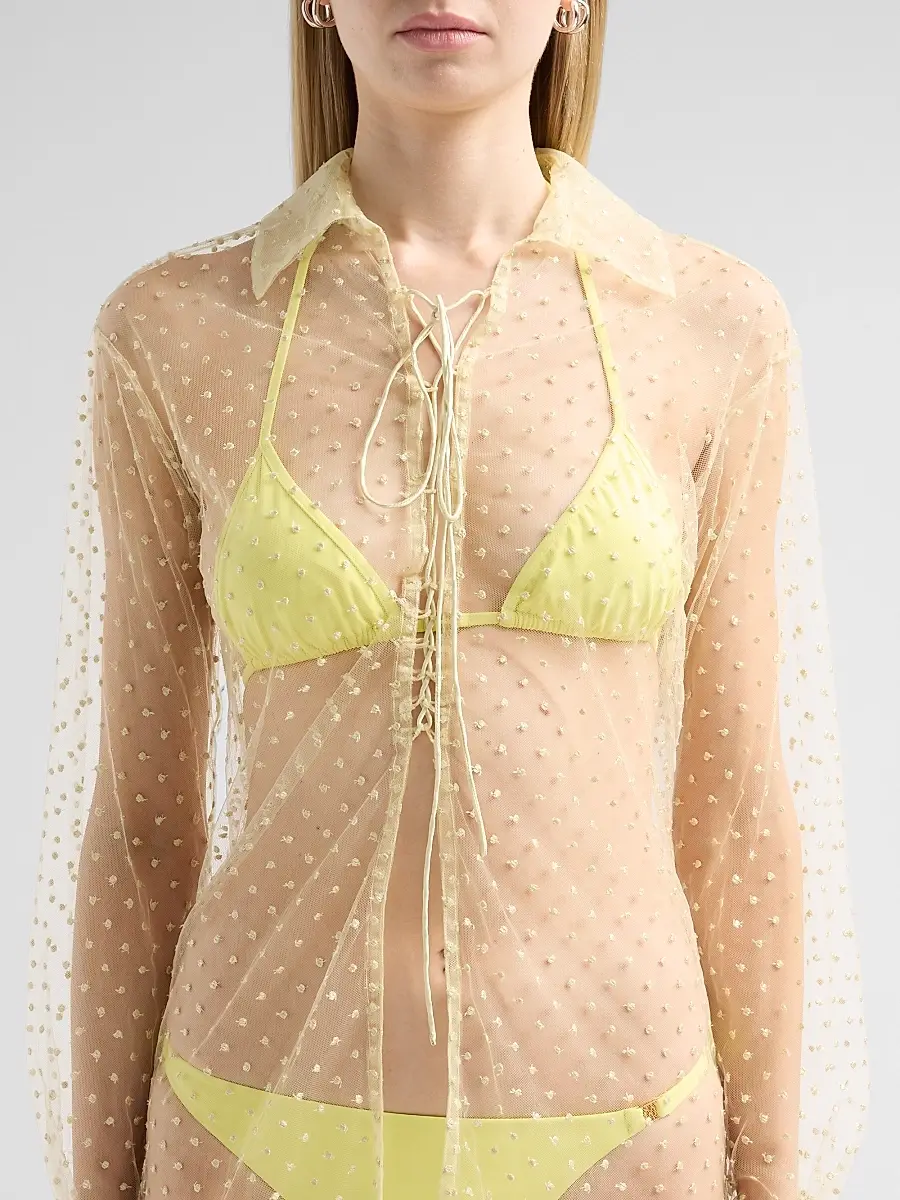 Kiki de Montparnasse Women's Merci Polka Dot-Embroidered Cover-Up Shirt | Thumbnail 5 Kiki de Montparnasse Women's Merci Polka Dot-Embroidered Cover-Up Shirt | Thumbnail 5