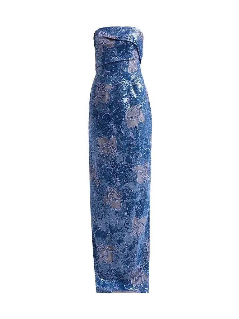 Rene Ruiz Collection Women's Embellished Floral Strapless Column Gown | Image 1 Rene Ruiz Collection Women's Embellished Floral Strapless Column Gown | Image 1