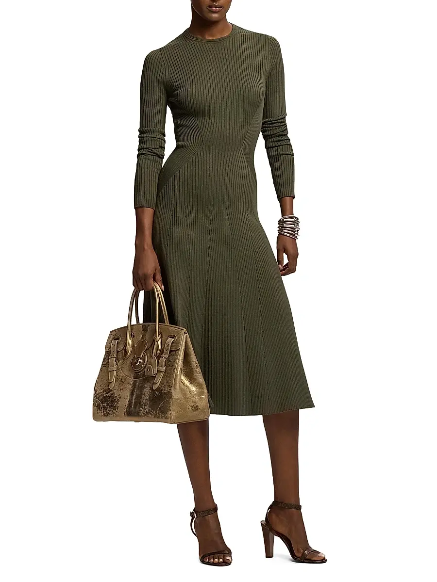 Ralph Lauren Collection Women's Extra-Soft Ricky 33 Calf Hair & Foiled Leather Top Handle Bag | Thumbnail 4