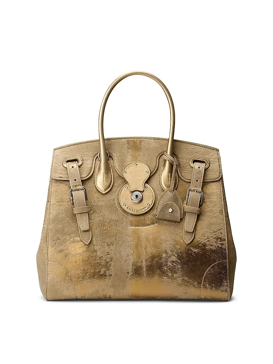 Ralph Lauren Collection Women's Extra-Soft Ricky 33 Calf Hair & Foiled Leather Top Handle Bag