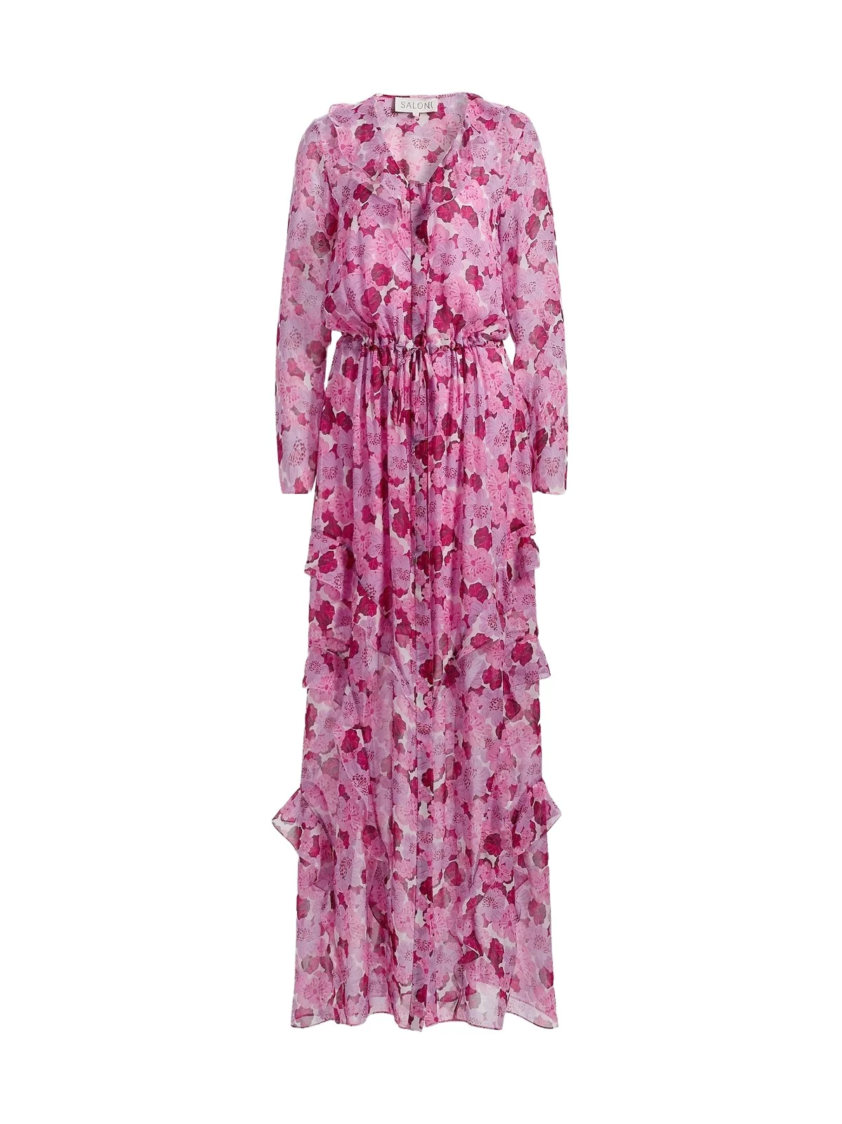 Saloni Women's Izzie Floral Silk-Blend Ruffled Maxi Dress