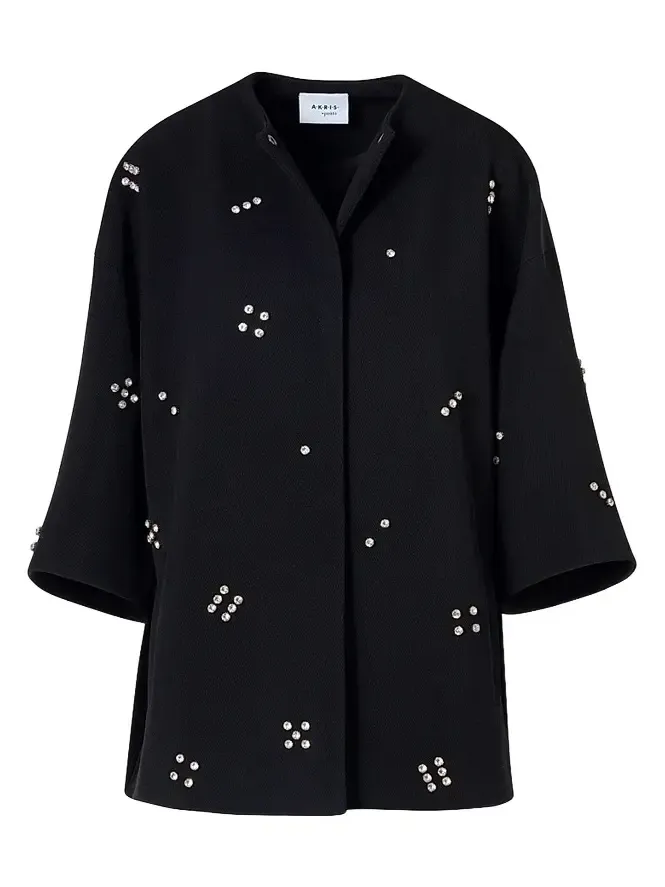 Women's Diamond Dice Dot Wool Car Coat