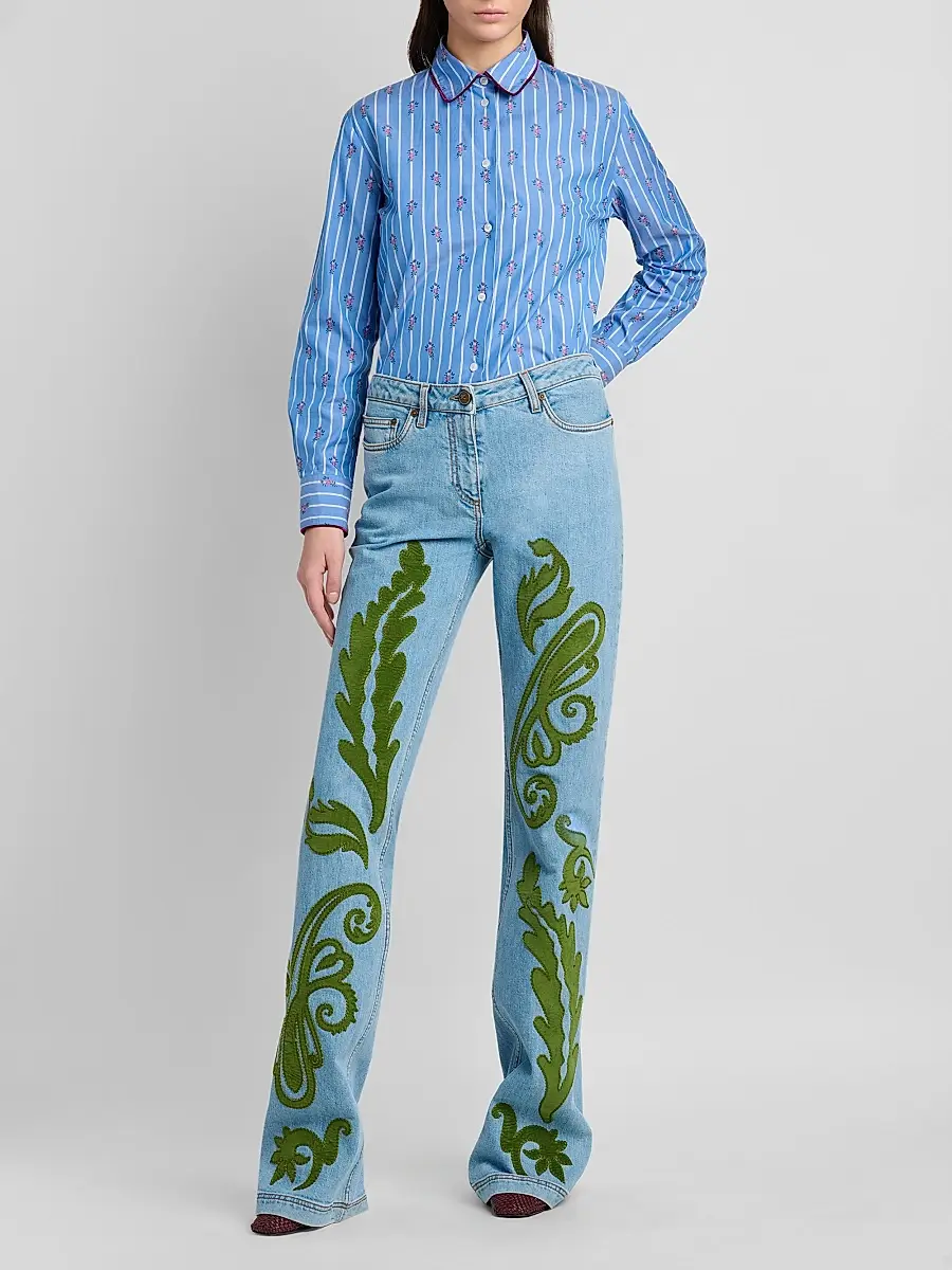Etro Women's Embroidered Straight-Leg Jeans | Thumbnail 2