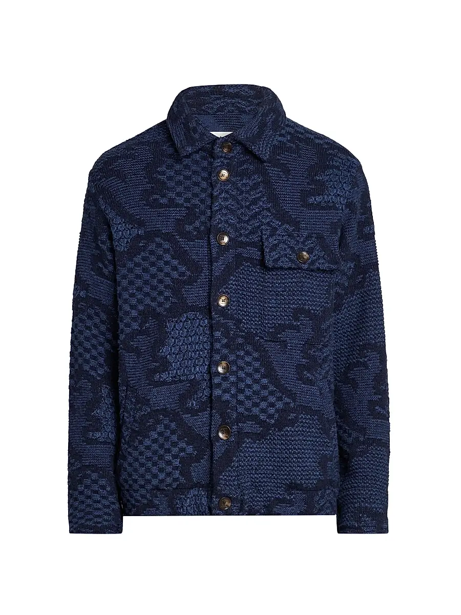 Etro Men's Roma Knitted Overshirt - Blue - Size 48 | Image 1 Etro Men's Roma Knitted Overshirt - Blue - Size 48 | Image 1