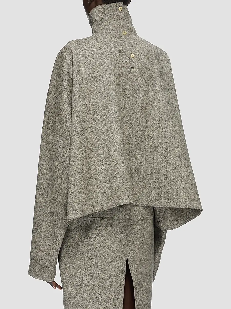 Rick Owens Women's Wool Oversized Funnel-Neck T-Shirt | Thumbnail 2
