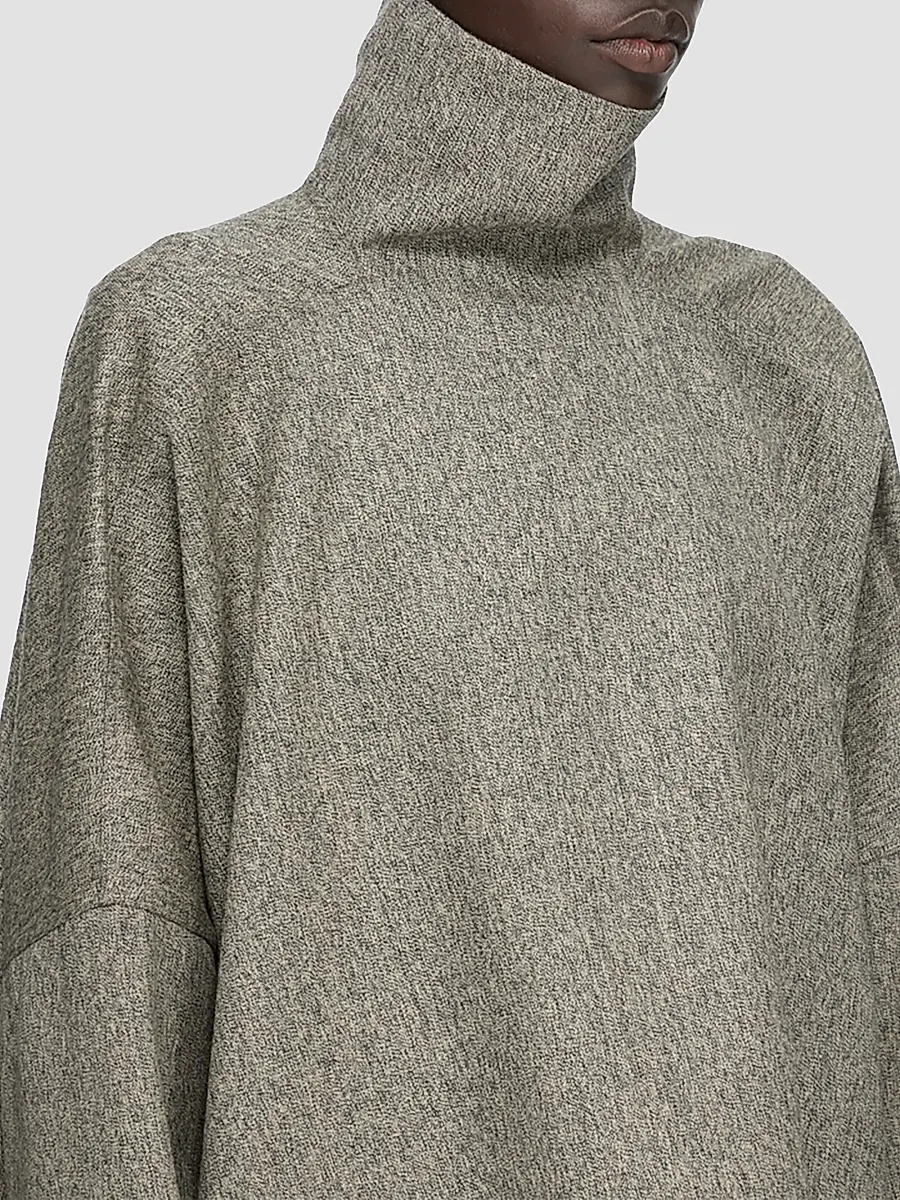 Rick Owens Women's Wool Oversized Funnel-Neck T-Shirt | Thumbnail 4