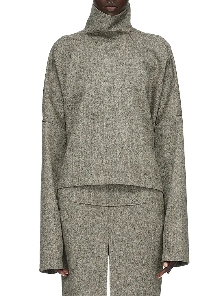 Rick Owens Women's Wool Oversized Funnel-Neck T-Shirt | Image 1 Rick Owens Women's Wool Oversized Funnel-Neck T-Shirt | Image 1