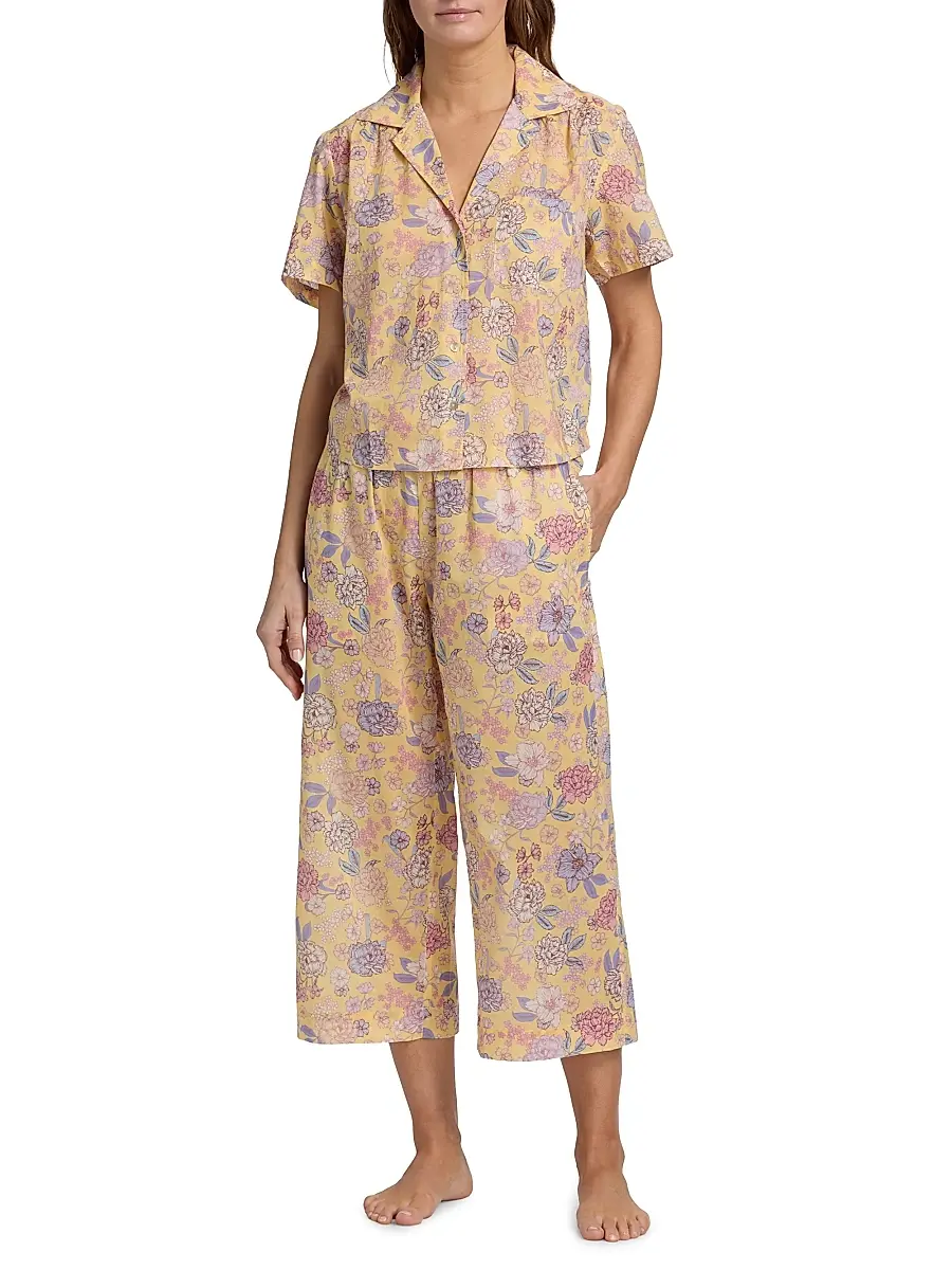 Papinelle Women's Karolina Floral Crop Pajamas | Thumbnail 2 Papinelle Women's Karolina Floral Crop Pajamas | Thumbnail 2
