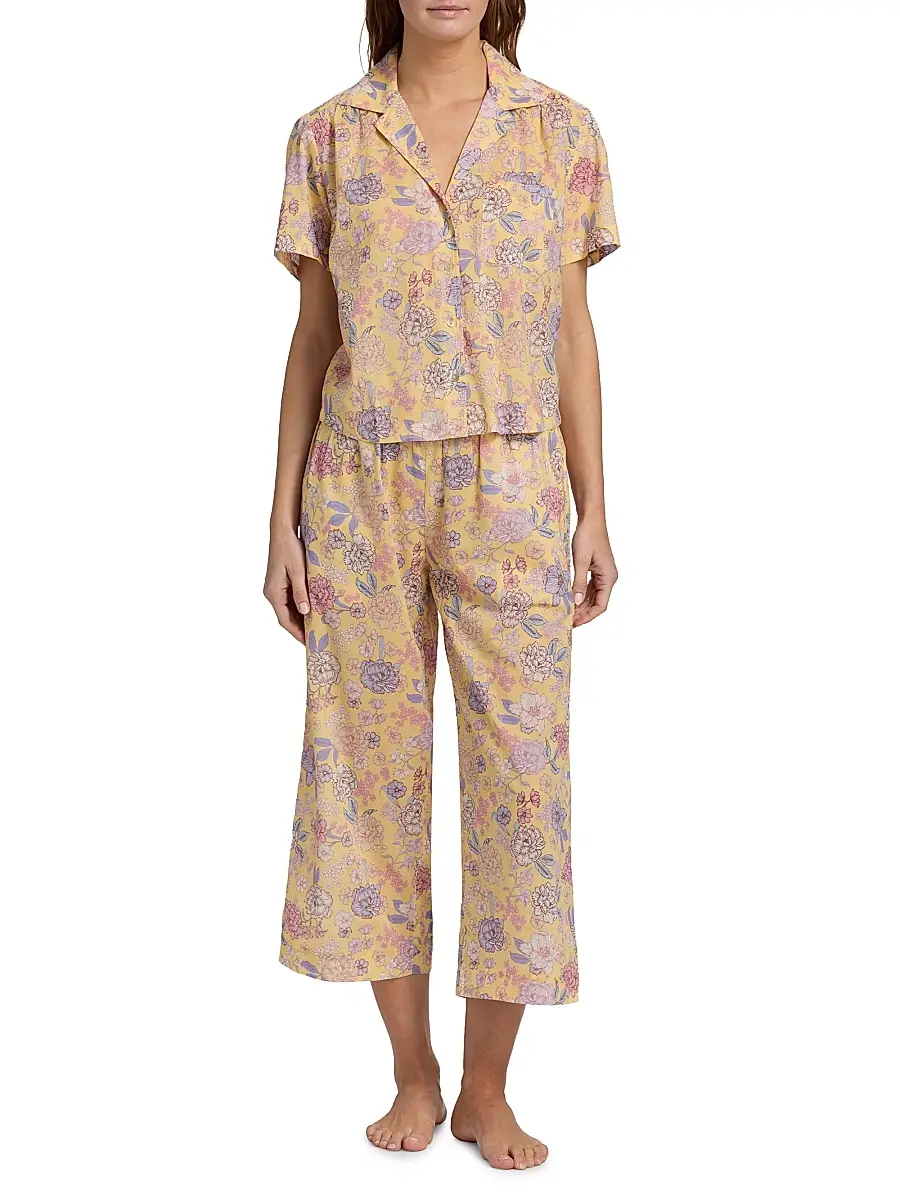 Papinelle Women's Karolina Floral Crop Pajamas | Thumbnail 3 Papinelle Women's Karolina Floral Crop Pajamas | Thumbnail 3