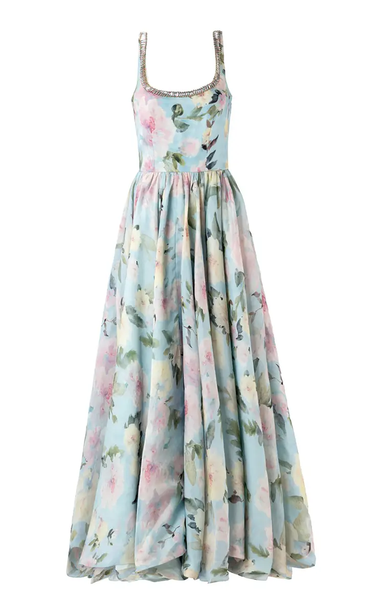 LA FUORI Blue Botanica Haze Silk Maxi Dress | Thumbnail 2 LA FUORI Blue Botanica Haze Silk Maxi Dress | Thumbnail 2