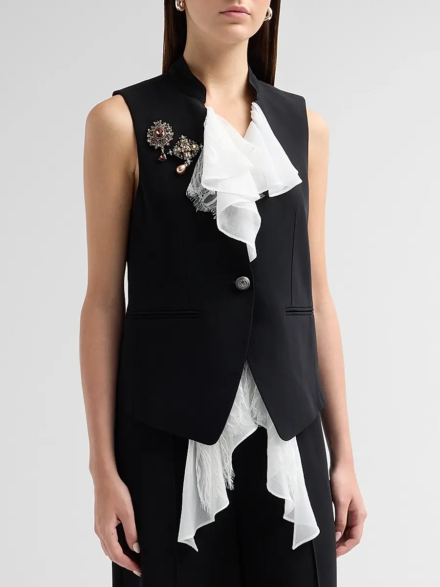 Cinq à Sept Women's Maren Ruffle-Front Vest | Thumbnail 4 Cinq à Sept Women's Maren Ruffle-Front Vest | Thumbnail 4
