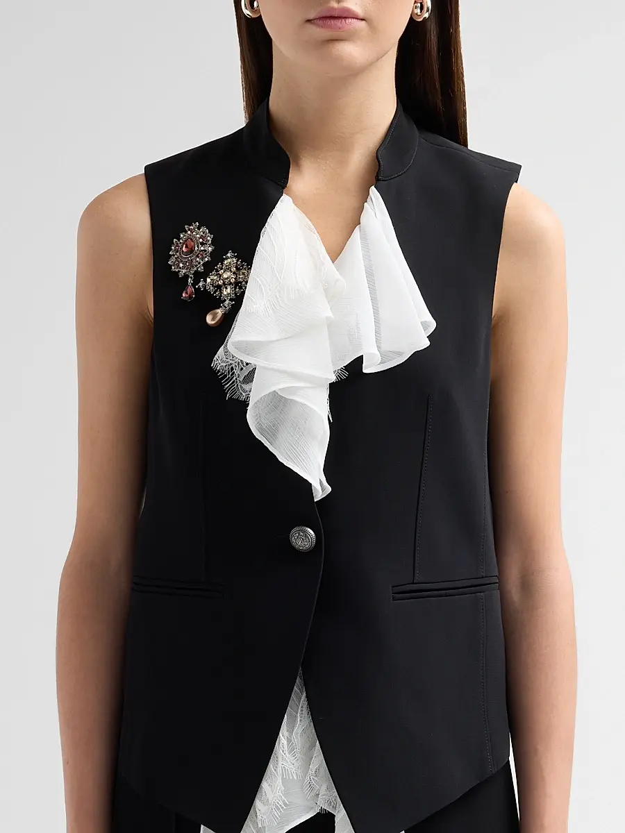 Cinq à Sept Women's Maren Ruffle-Front Vest | Thumbnail 5 Cinq à Sept Women's Maren Ruffle-Front Vest | Thumbnail 5