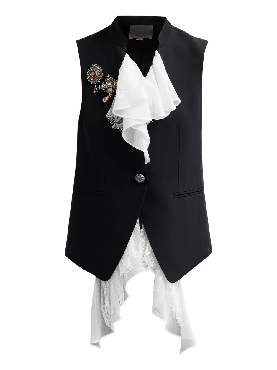 Cinq à Sept Women's Maren Ruffle-Front Vest