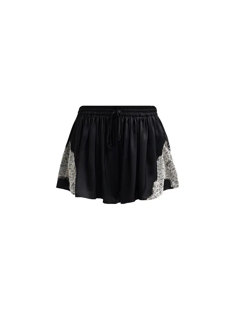 Cinq à Sept Women's Esme Satin Verne Shorts - Black Gardenia | Image 1 Cinq à Sept Women's Esme Satin Verne Shorts - Black Gardenia | Image 1