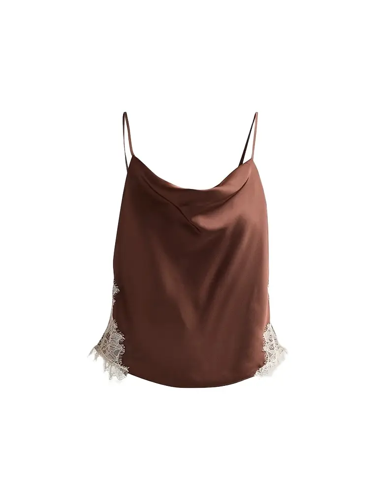 Cinq à Sept Women's Esme Satin Lace Petit Marta Camisole - Espresso Gardenia | Image 1 Cinq à Sept Women's Esme Satin Lace Petit Marta Camisole - Espresso Gardenia | Image 1
