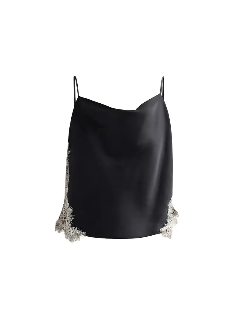 Cinq à Sept Women's Esme Satin Lace Petit Marta Camisole - Black Gardenia | Image 1 Cinq à Sept Women's Esme Satin Lace Petit Marta Camisole - Black Gardenia | Image 1