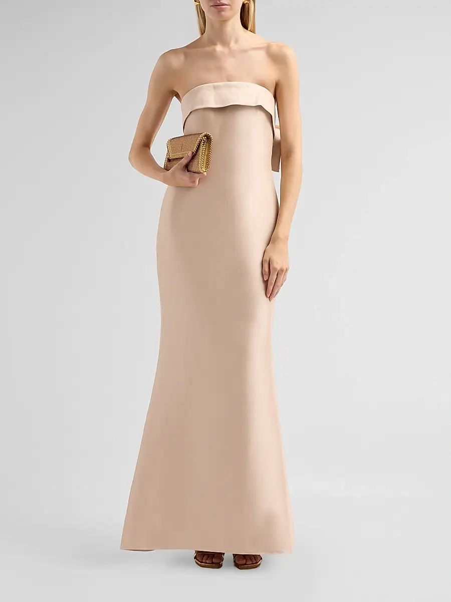 BADGLEY MISCHKA Women's Bow-Back Strapless Stretch-Mikado Gown | Thumbnail 2 BADGLEY MISCHKA Women's Bow-Back Strapless Stretch-Mikado Gown | Thumbnail 2
