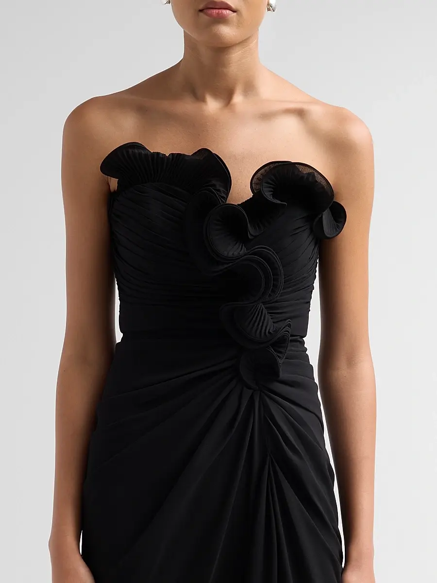 BADGLEY MISCHKA Women's Pleated Ruffle Chiffon Column Gown | Thumbnail 5 BADGLEY MISCHKA Women's Pleated Ruffle Chiffon Column Gown | Thumbnail 5