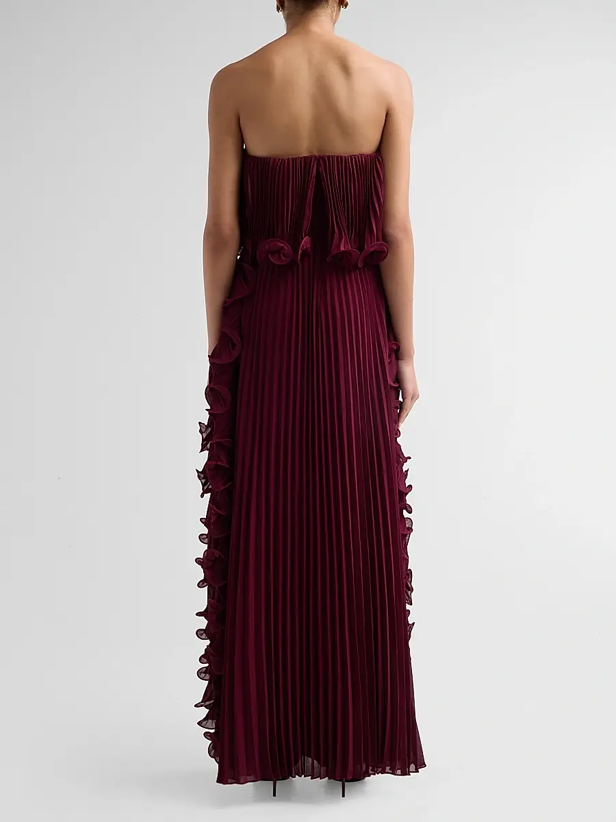 BADGLEY MISCHKA Women's Ruffle Pleated Chiffon Strapless Gown | Thumbnail 3 BADGLEY MISCHKA Women's Ruffle Pleated Chiffon Strapless Gown | Thumbnail 3