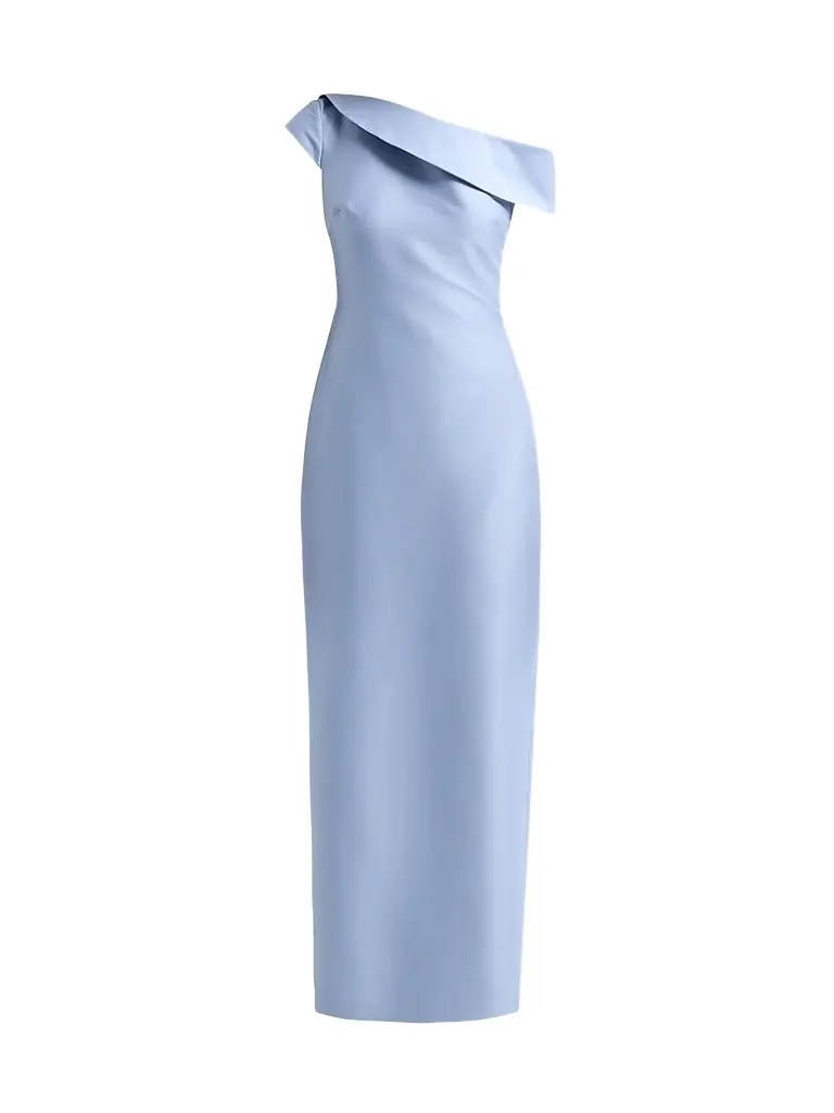 BADGLEY MISCHKA Women's One-Shoulder Mikado Gown - Mist - Size 14 | Image 1 BADGLEY MISCHKA Women's One-Shoulder Mikado Gown - Mist - Size 14 | Image 1