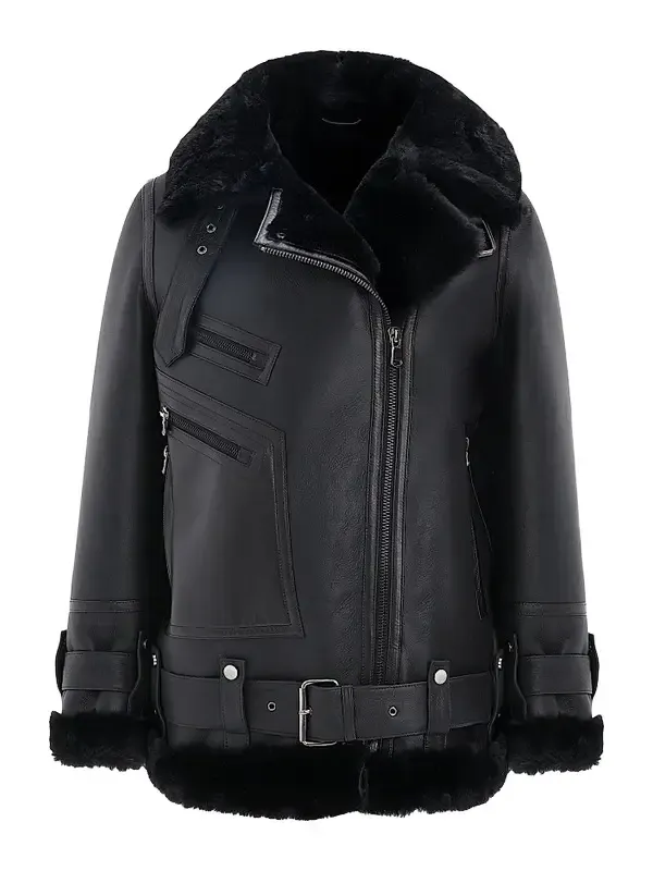 Women's Select Shearling Lamb Moto Zip Jacket Women's Select Shearling Lamb Moto Zip Jacket