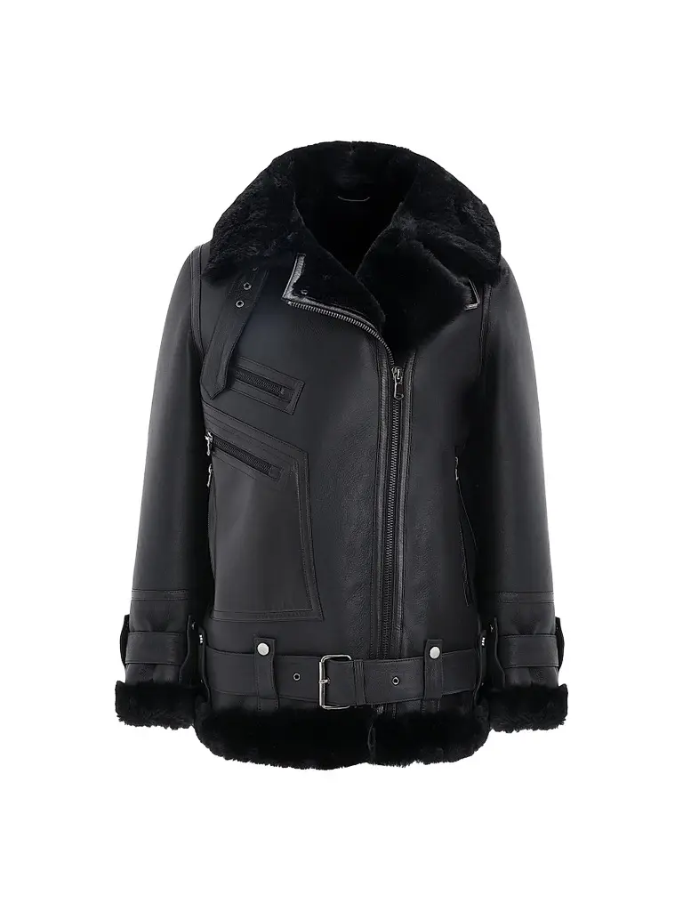 Women's Select Shearling Lamb Moto Zip Jacket Women's Select Shearling Lamb Moto Zip Jacket