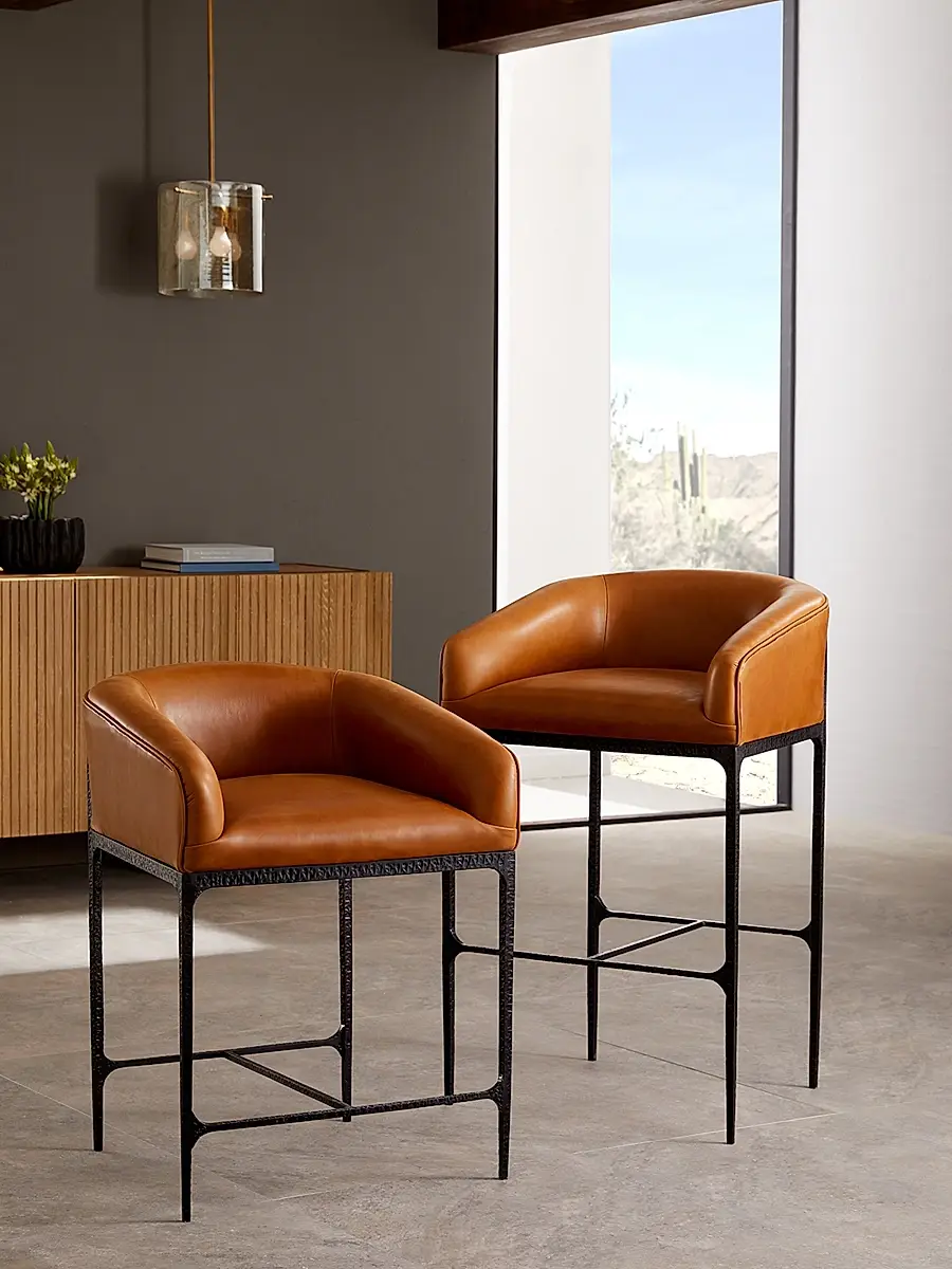 Arteriors Osbourne Leather Bar Stool | Thumbnail 4 Arteriors Osbourne Leather Bar Stool | Thumbnail 4