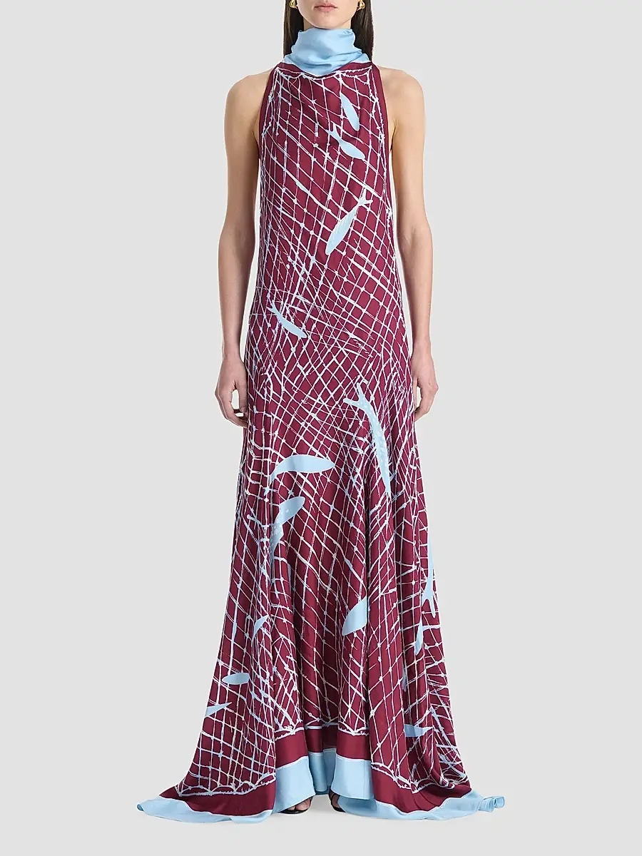 Altuzarra Women's Moonlight Printed Silk Maxi Dress | Thumbnail 2