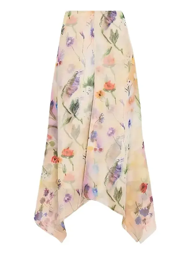 Women's Floral Handkerchief Midi Skirt