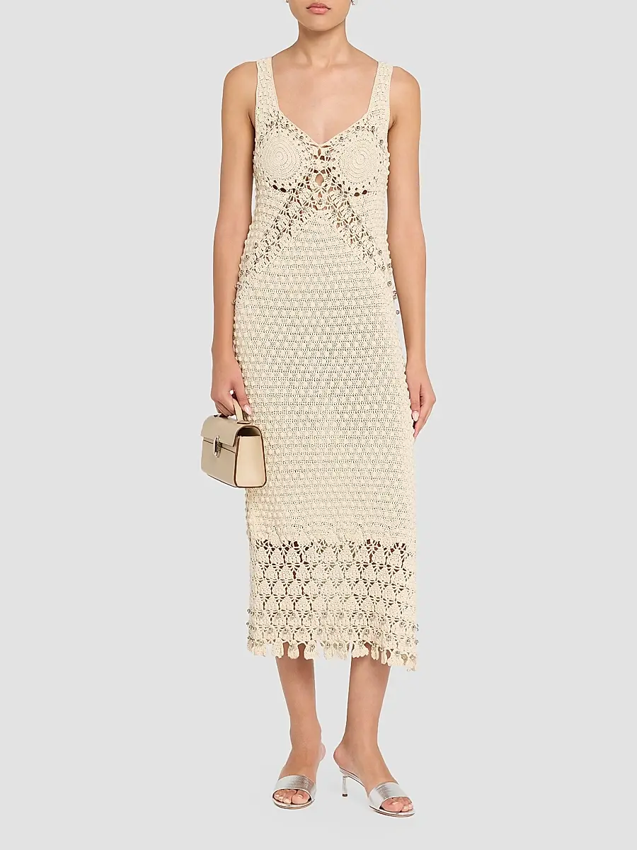 Rabanne Women's Crochet Embellished Midi Dress | Thumbnail 2 Rabanne Women's Crochet Embellished Midi Dress | Thumbnail 2