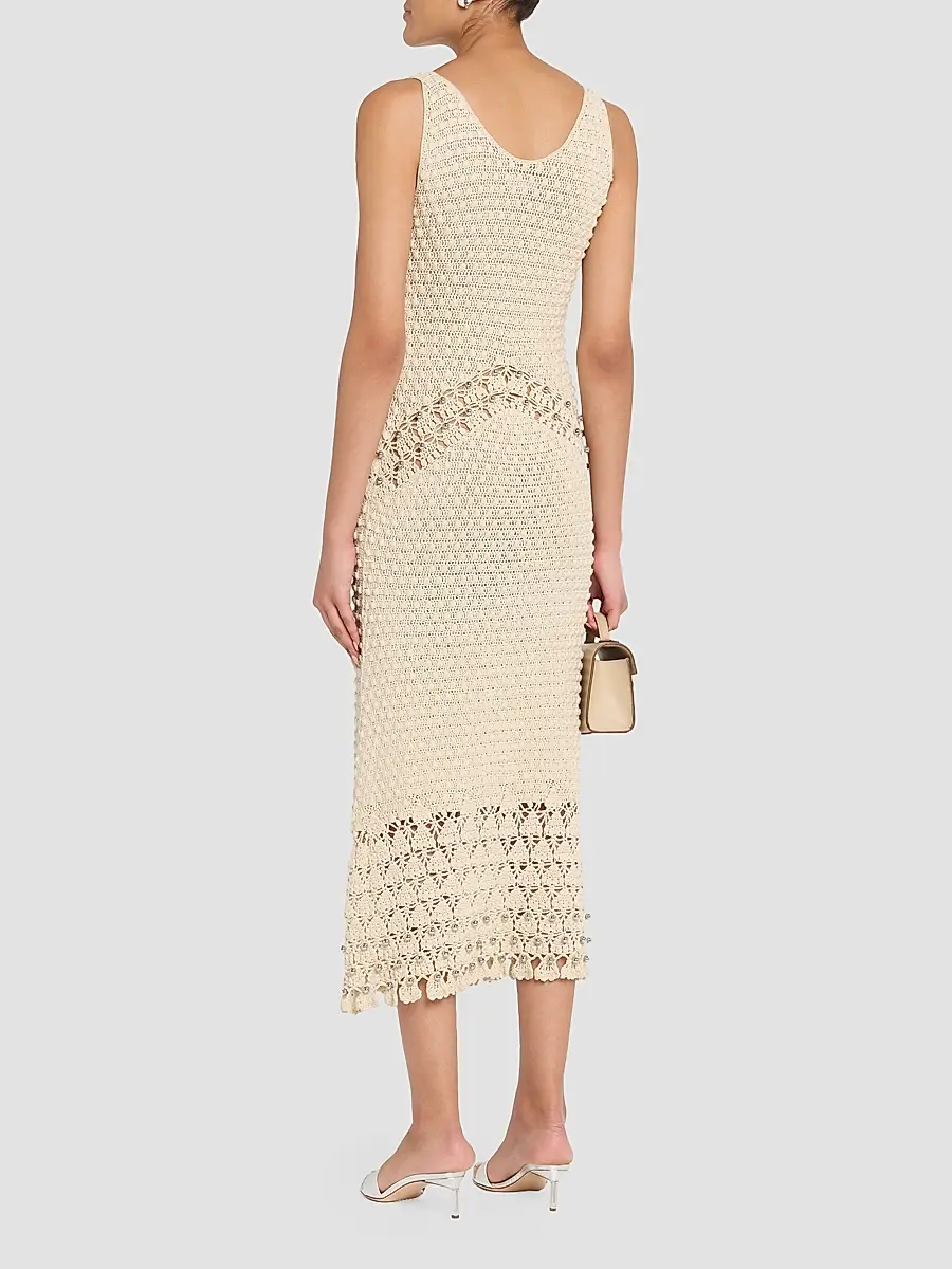Rabanne Women's Crochet Embellished Midi Dress | Thumbnail 3 Rabanne Women's Crochet Embellished Midi Dress | Thumbnail 3
