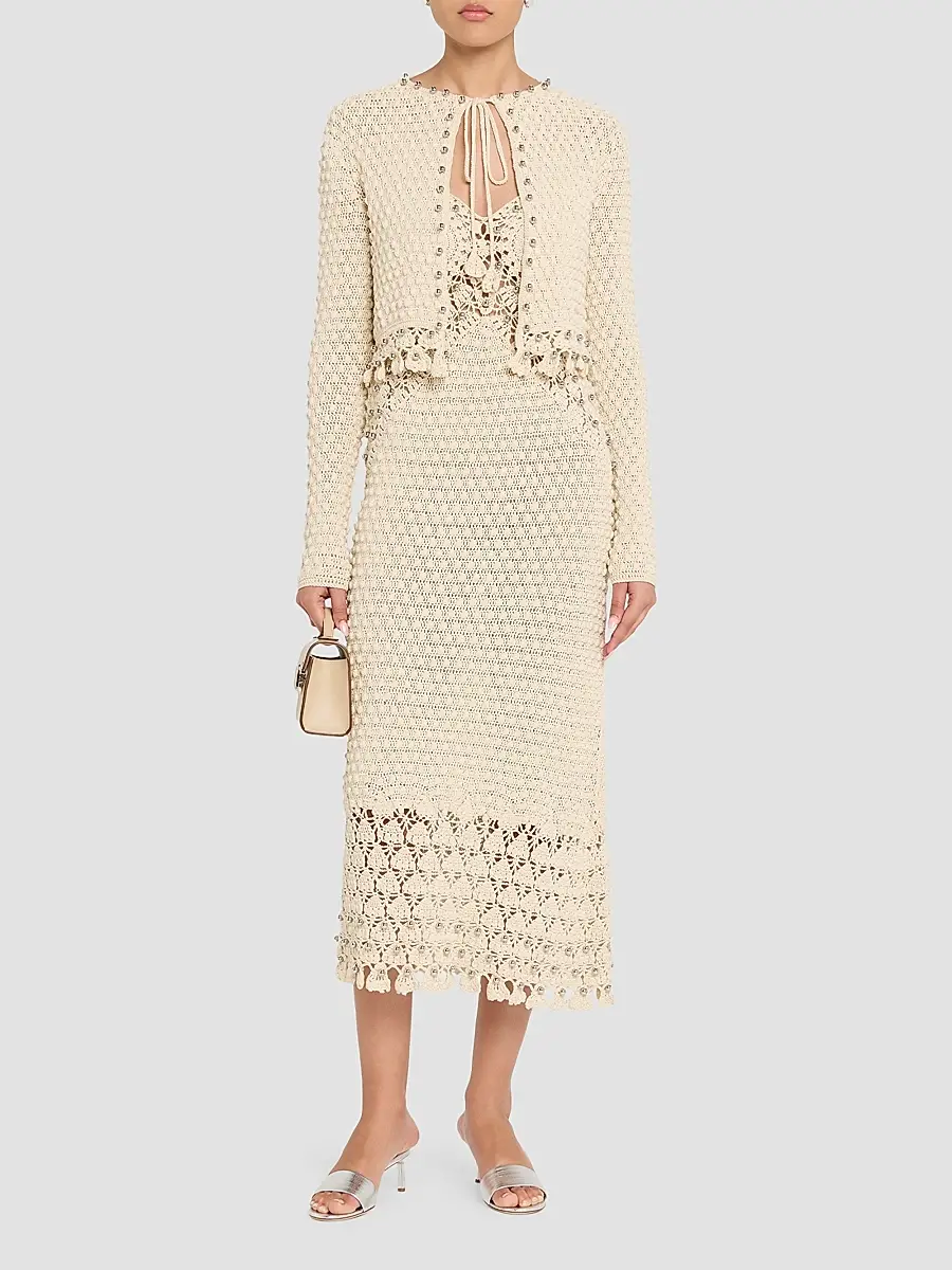 Rabanne Women's Crochet Embellished Cardigan | Thumbnail 2