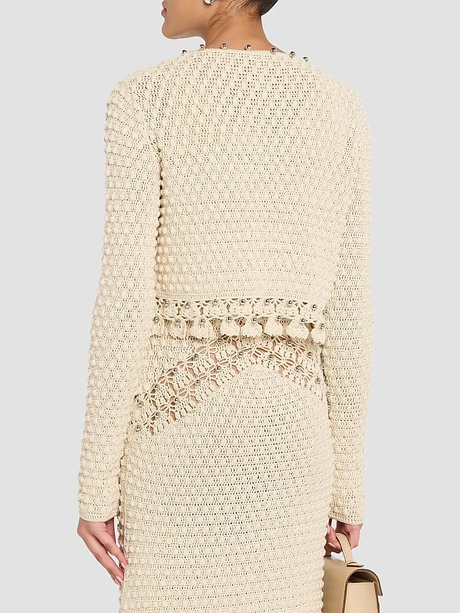 Rabanne Women's Crochet Embellished Cardigan | Thumbnail 3