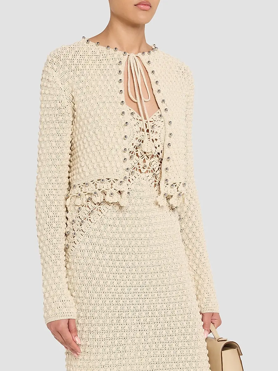 Rabanne Women's Crochet Embellished Cardigan | Thumbnail 4