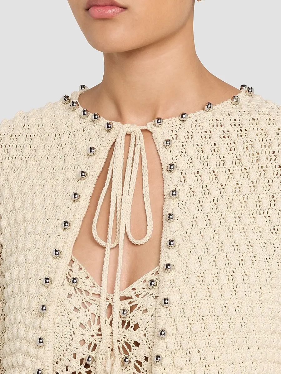 Rabanne Women's Crochet Embellished Cardigan | Thumbnail 5