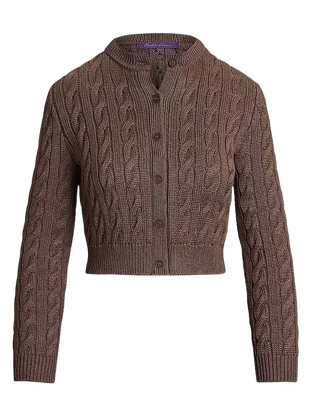 Women's Cable-Knit Cashmere Polo Sweater