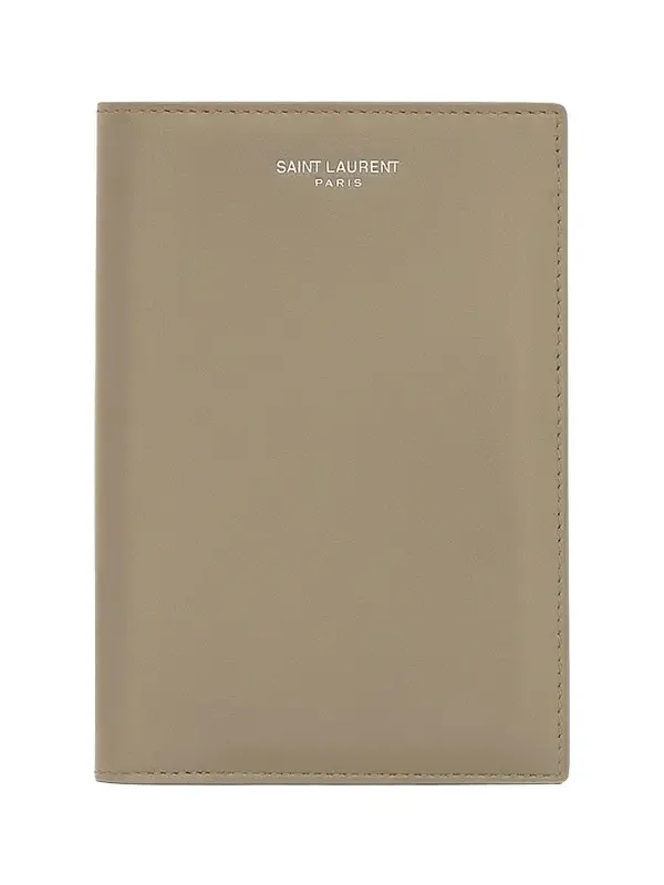 Saint Laurent Passport Holder in Smooth Leather - Light Taupe